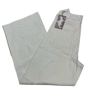 Band of the Free Jeans Womens 30 White Wide Leg High Rise Raw Edge Festival Boho